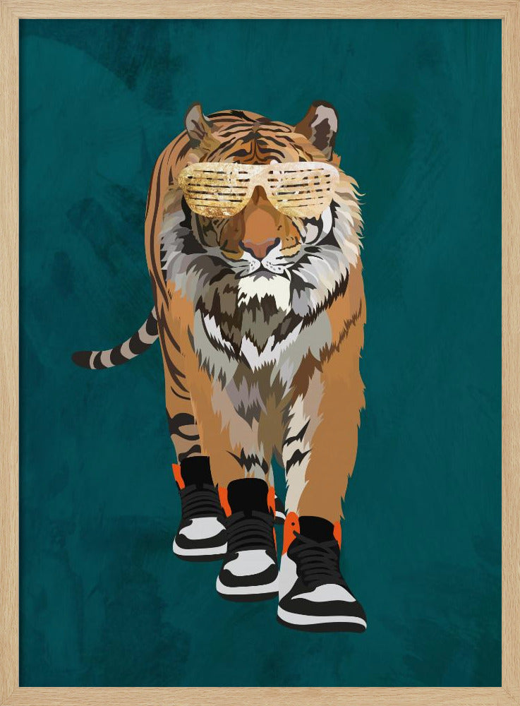 Tiger prowling in high top sneakers - Stretched Canvas, Poster or Fine Art Print I Heart Wall Art