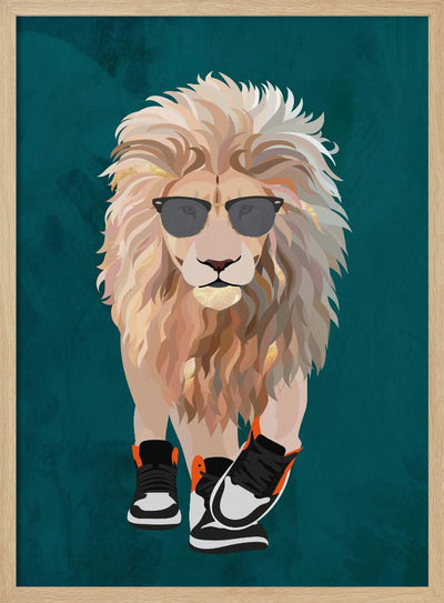 Lion prowling in high top sneakers - Stretched Canvas, Poster or Fine Art Print I Heart Wall Art