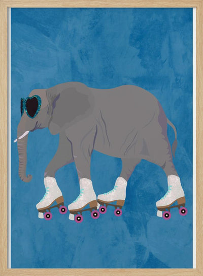 Rollerskating elephant - Stretched Canvas, Poster or Fine Art Print I Heart Wall Art