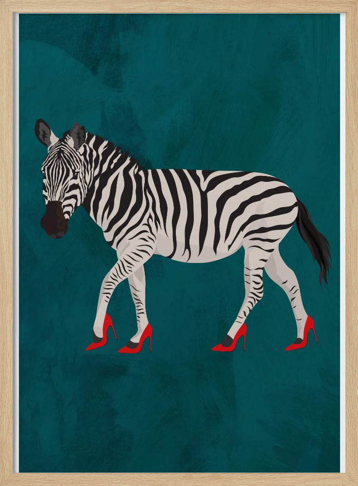 Zebra in heels 2 - Stretched Canvas, Poster or Fine Art Print I Heart Wall Art