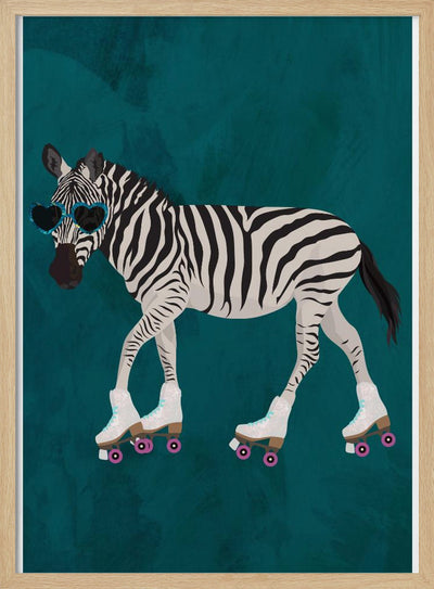 Zebra rollerskating - Stretched Canvas, Poster or Fine Art Print I Heart Wall Art