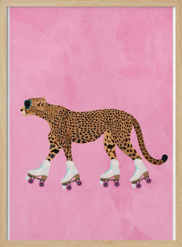 Cheetah rollerskating - Stretched Canvas, Poster or Fine Art Print I Heart Wall Art