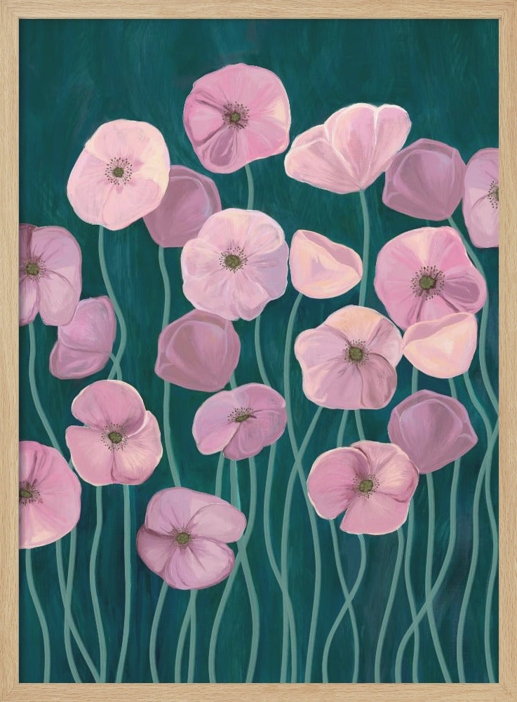 Pink poppies - Stretched Canvas, Poster or Fine Art Print I Heart Wall Art