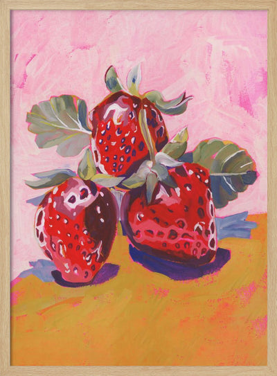 Fresh Paintainly Strawberries - Stretched Canvas, Poster or Fine Art Print I Heart Wall Art