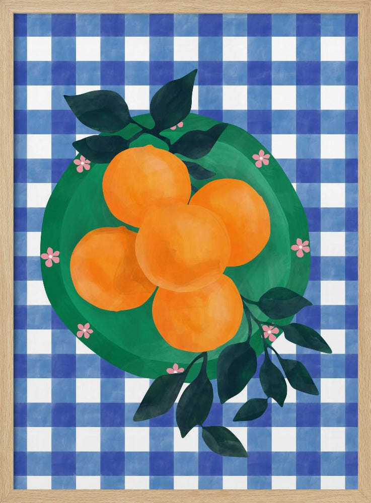 Checkered Citrus Charm - Stretched Canvas, Poster or Fine Art Print I Heart Wall Art