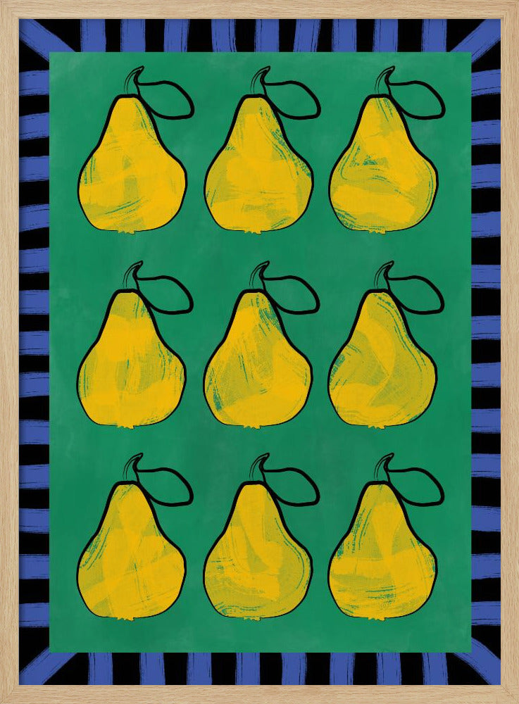 Pear Grid Harmony - Stretched Canvas, Poster or Fine Art Print I Heart Wall Art