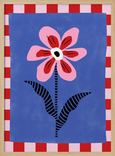 Flower with Pink Petals and Striped Leaves - Stretched Canvas, Poster or Fine Art Print I Heart Wall Art
