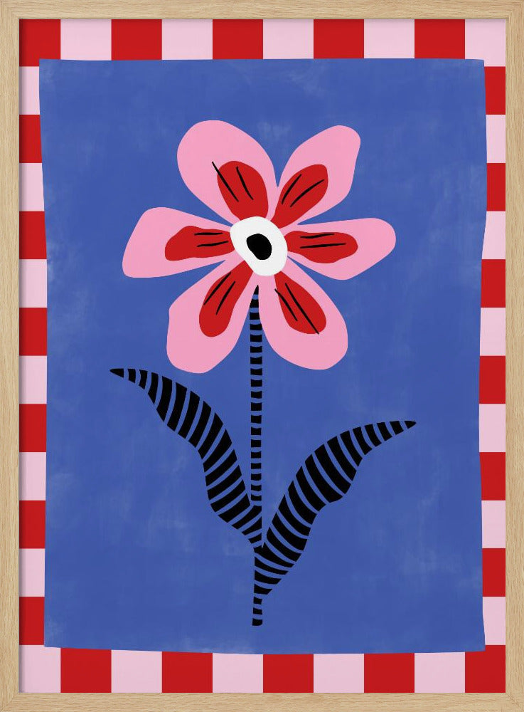 Flower with Pink Petals and Striped Leaves - Stretched Canvas, Poster or Fine Art Print I Heart Wall Art