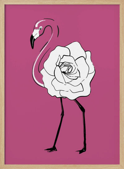 Rose Flamingo - Stretched Canvas, Poster or Fine Art Print I Heart Wall Art