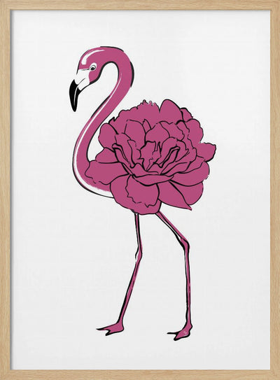 Peony Flamingo - Stretched Canvas, Poster or Fine Art Print I Heart Wall Art