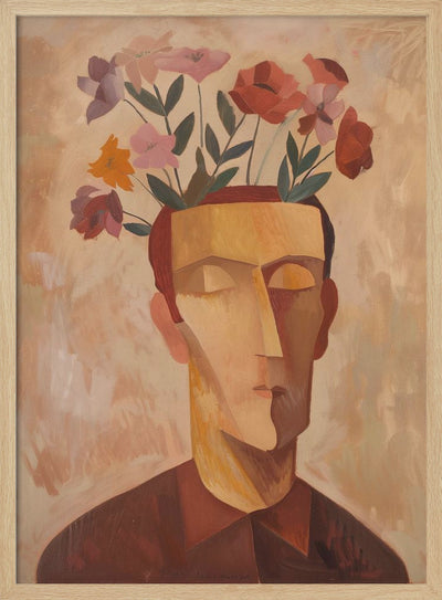 Man With Flowers - Stretched Canvas, Poster or Fine Art Print I Heart Wall Art