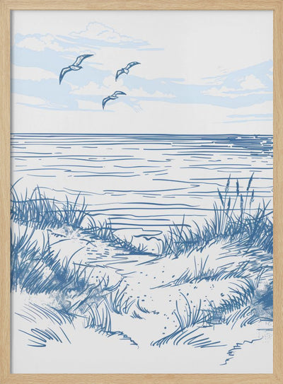 Seascape Sketch - Stretched Canvas, Poster or Fine Art Print I Heart Wall Art