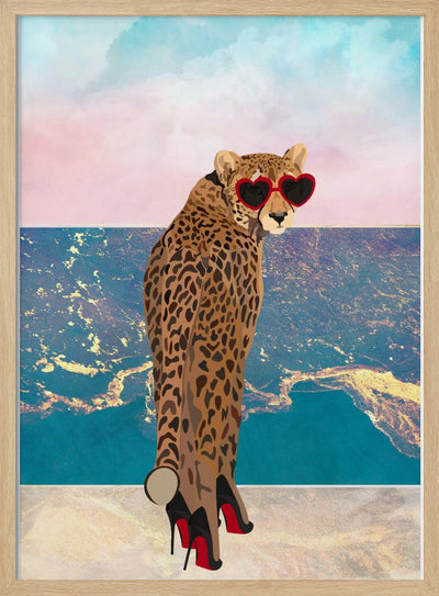 Cheetah on holiday - Stretched Canvas, Poster or Fine Art Print I Heart Wall Art