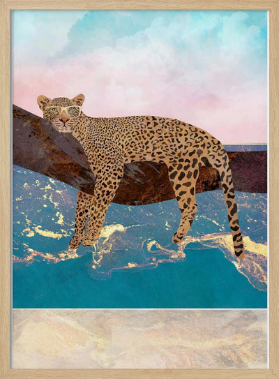 Leopard Lying On Beach - Stretched Canvas, Poster or Fine Art Print I Heart Wall Art