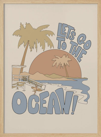 Let's Go Th the Ocean - Stretched Canvas, Poster or Fine Art Print I Heart Wall Art