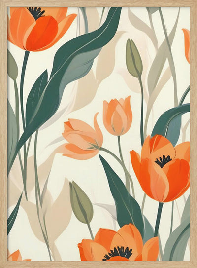 Orange Tulips - Stretched Canvas, Poster or Fine Art Print I Heart Wall Art