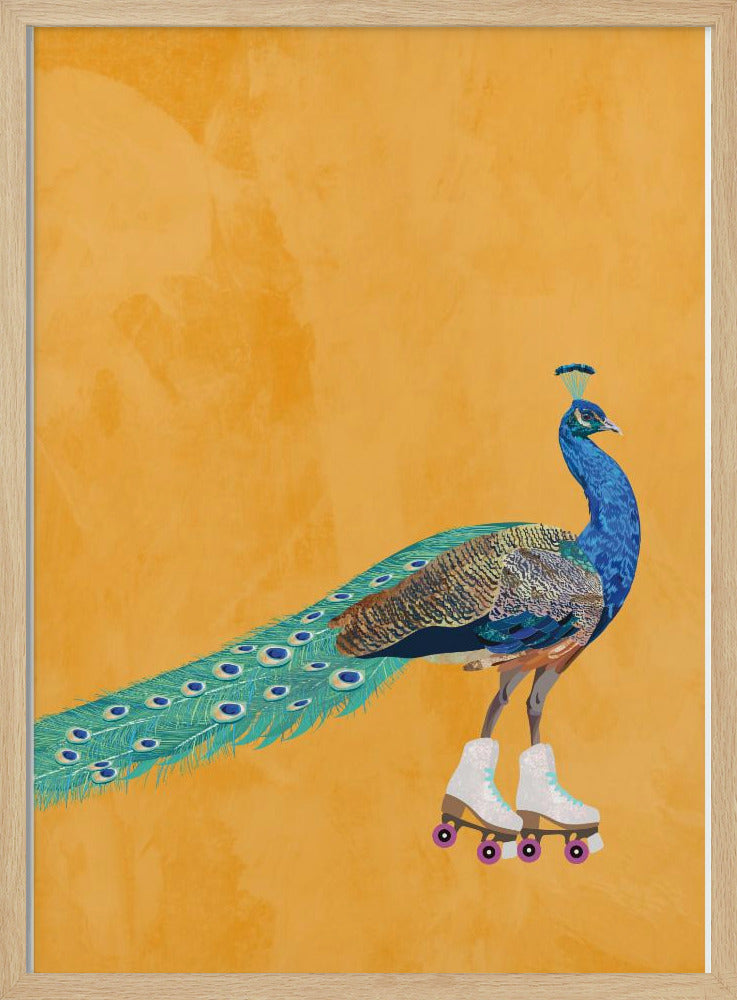 Peacock rollerskating - Stretched Canvas, Poster or Fine Art Print I Heart Wall Art