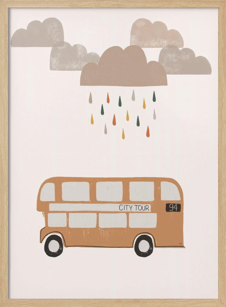 Orange Bus - Stretched Canvas, Poster or Fine Art Print I Heart Wall Art