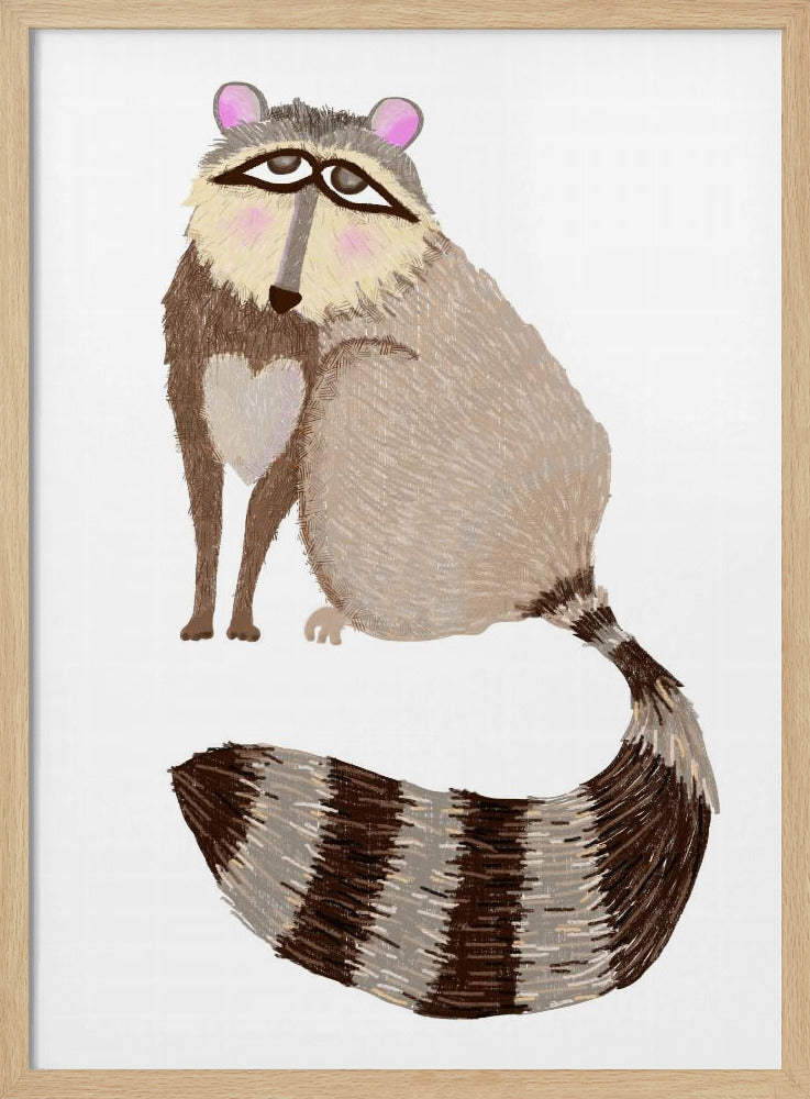 Sad Raccoon - Stretched Canvas, Poster or Fine Art Print I Heart Wall Art