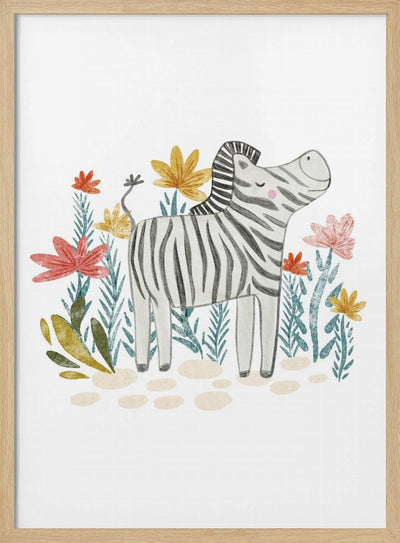 Zebra and florals - Stretched Canvas, Poster or Fine Art Print I Heart Wall Art