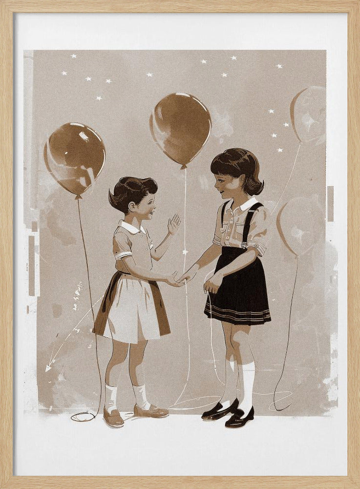 50s Kids at party - Stretched Canvas, Poster or Fine Art Print I Heart Wall Art