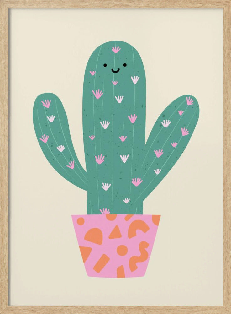 Happy Cactus - Stretched Canvas, Poster or Fine Art Print I Heart Wall Art