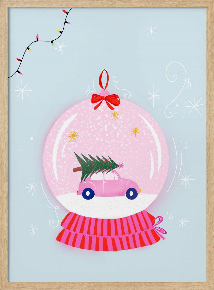 Snowglobe Pink - Stretched Canvas, Poster or Fine Art Print I Heart Wall Art