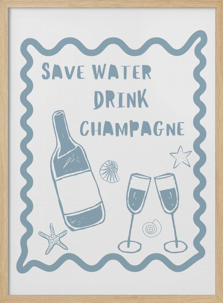 Drink Champagne - Stretched Canvas, Poster or Fine Art Print I Heart Wall Art