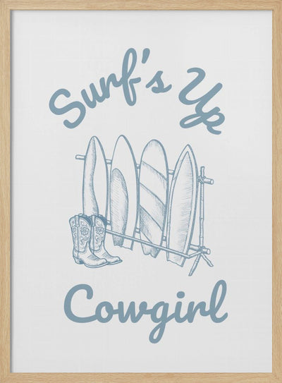 Surf's Up Cowgirl - Stretched Canvas, Poster or Fine Art Print I Heart Wall Art