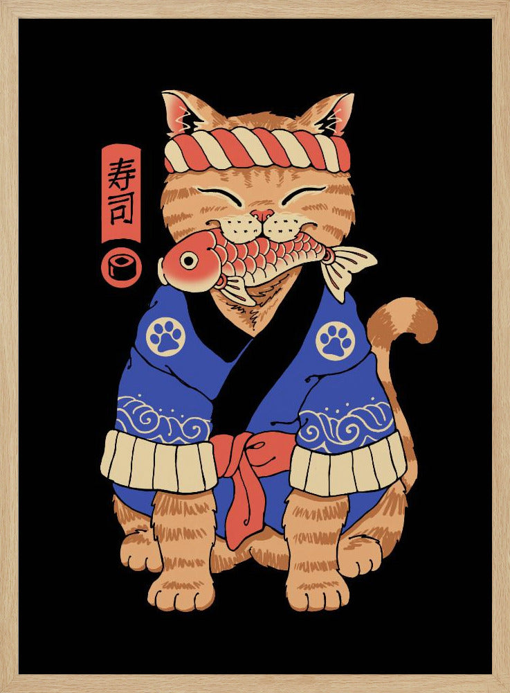 Sushi Meowster - Stretched Canvas, Poster or Fine Art Print I Heart Wall Art