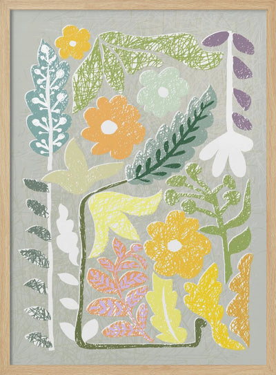 Block print spring meadow - Stretched Canvas, Poster or Fine Art Print I Heart Wall Art