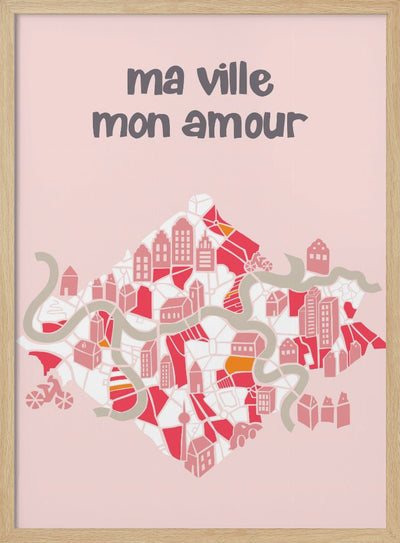 ma ville mon amour; City life collection pearl pink - Stretched Canvas, Poster or Fine Art Print I Heart Wall Art