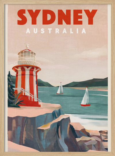 Sydney Australia Lighthouse Nautical Travel Art - Stretched Canvas, Poster or Fine Art Print I Heart Wall Art