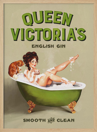 Queen Victoria English Gin Bath Pinup Girl - Stretched Canvas, Poster or Fine Art Print I Heart Wall Art