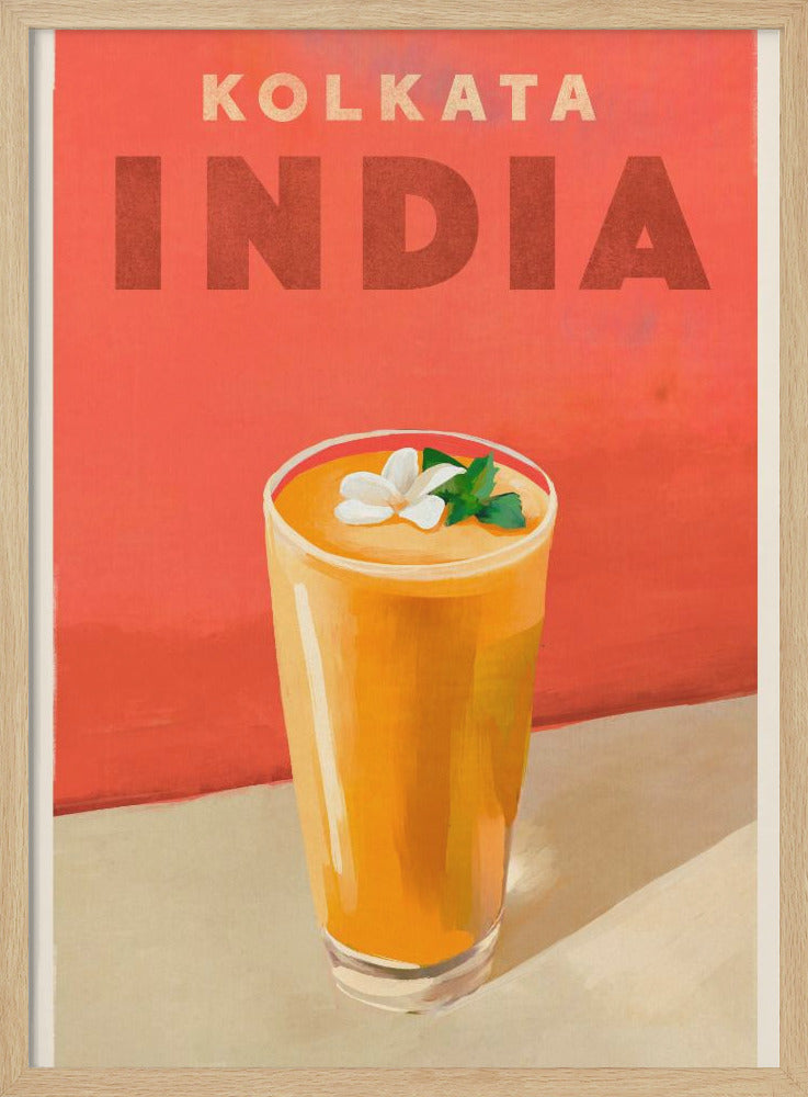 Travel Poster Cocktail Kolkata India - Stretched Canvas, Poster or Fine Art Print I Heart Wall Art