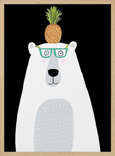 Funny White Polar Bear Wearing Glasses with Pineapple - Stretched Canvas, Poster or Fine Art Print I Heart Wall Art