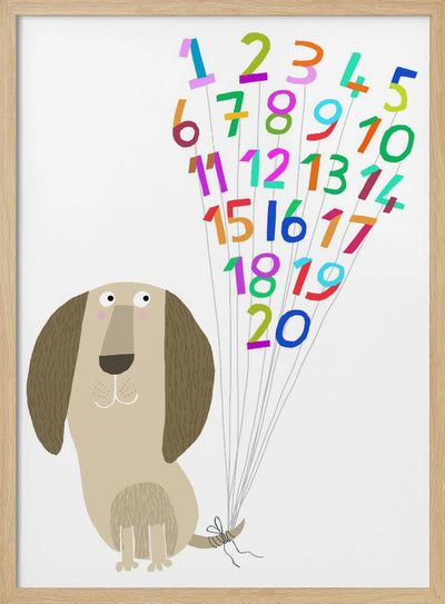 Dog with Numbers 1 to 20 by Artist Carla Daly - Stretched Canvas, Poster or Fine Art Print I Heart Wall Art