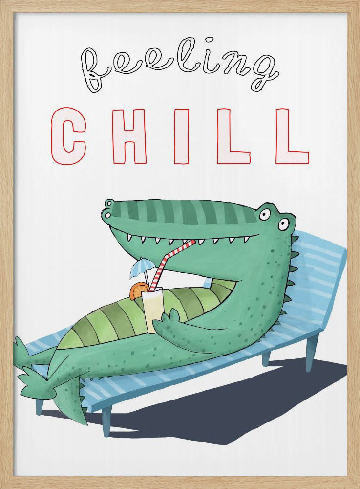 Feeling Chill! Funny Crocodile Lounging in the Sunshine by artist Carla Daly - Stretched Canvas, Poster or Fine Art Print I Heart Wall Art