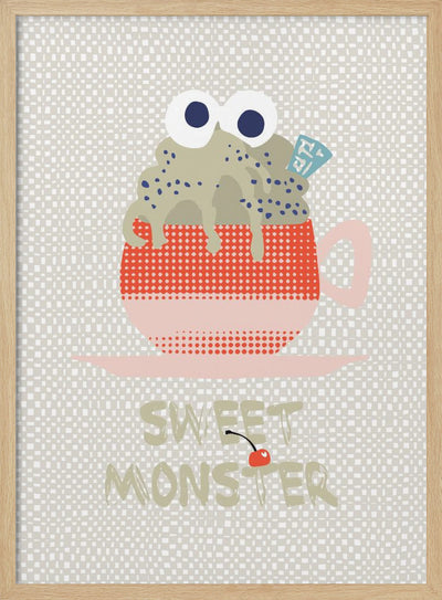 Sweet monster cupcake red - Stretched Canvas, Poster or Fine Art Print I Heart Wall Art