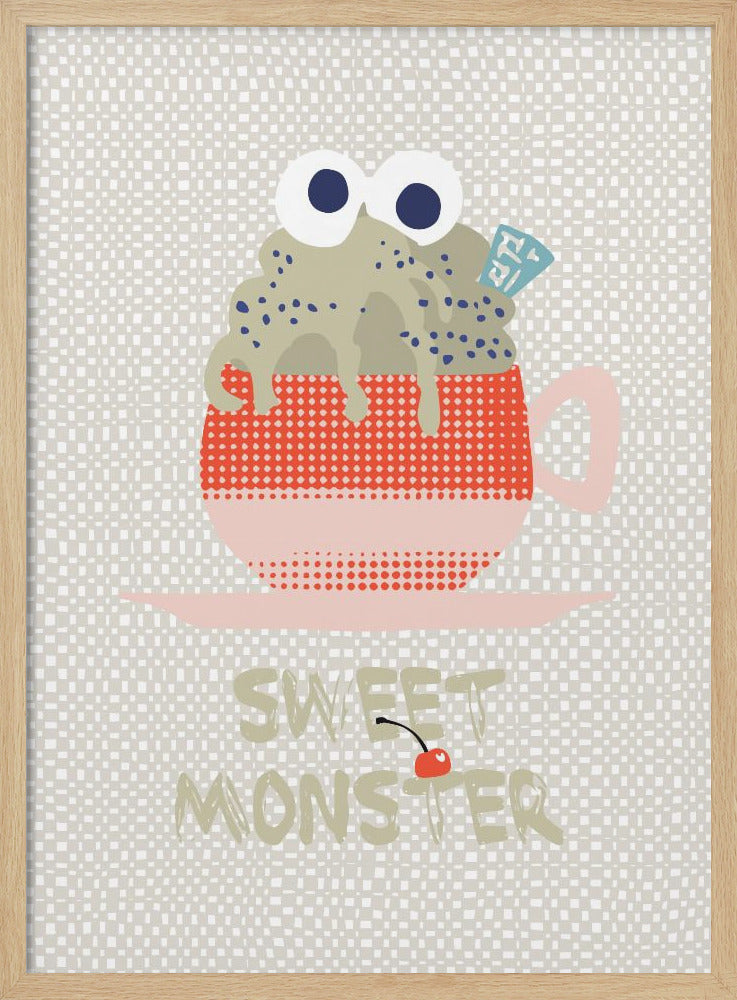 Sweet monster cupcake red - Stretched Canvas, Poster or Fine Art Print I Heart Wall Art