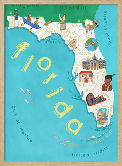 Florida State with Ocean by Carla Daly - Stretched Canvas, Poster or Fine Art Print I Heart Wall Art