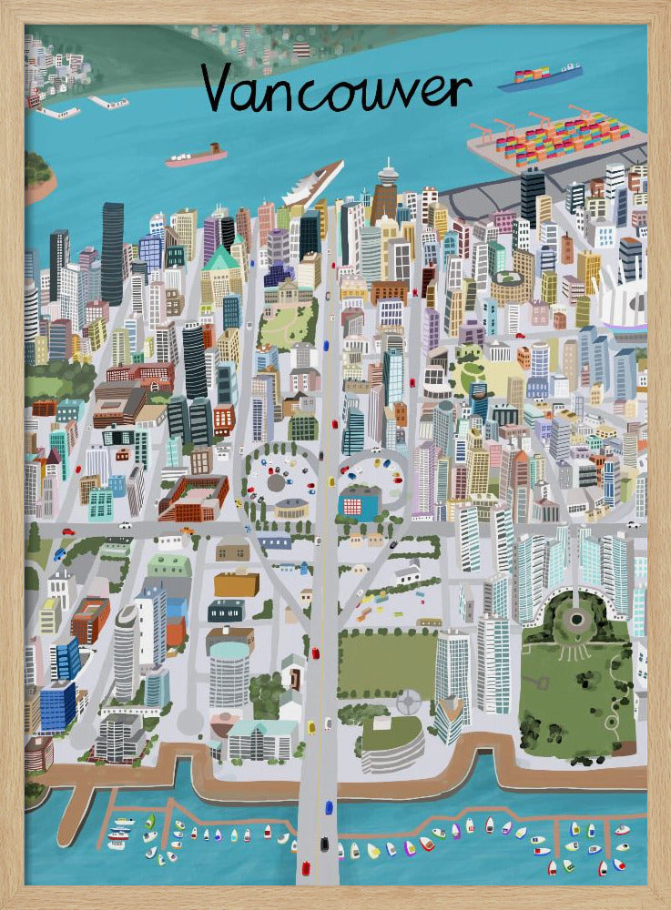 View Over Vancouver City by Artist Carla Daly - Stretched Canvas, Poster or Fine Art Print I Heart Wall Art