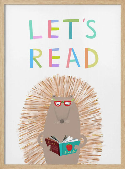 Let&#039;s Read with Cute Hedgehog by Illustrator Carla Daly - Stretched Canvas, Poster or Fine Art Print I Heart Wall Art