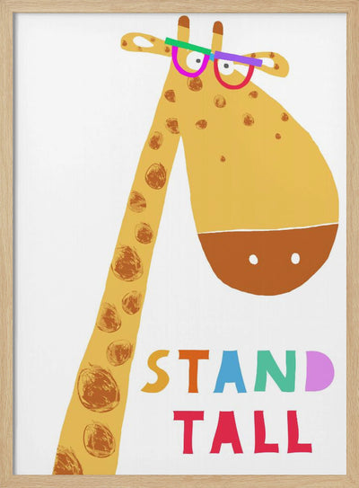 Stand Tall! Cute Giraffe with Colorful Glasses by Artist Carla Daly - Stretched Canvas, Poster or Fine Art Print I Heart Wall Art