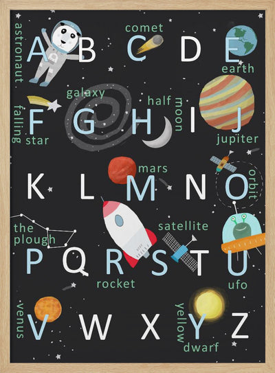 Illustrated Space Alphabet by Artist Carla Daly - Stretched Canvas, Poster or Fine Art Print I Heart Wall Art