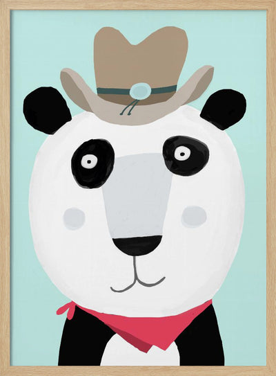 Funny Panda with Cowboy Hat by Artist Carla Daly - Stretched Canvas, Poster or Fine Art Print I Heart Wall Art