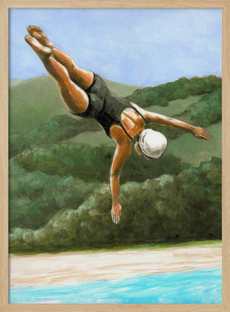 Diver Above River - Stretched Canvas, Poster or Fine Art Print I Heart Wall Art