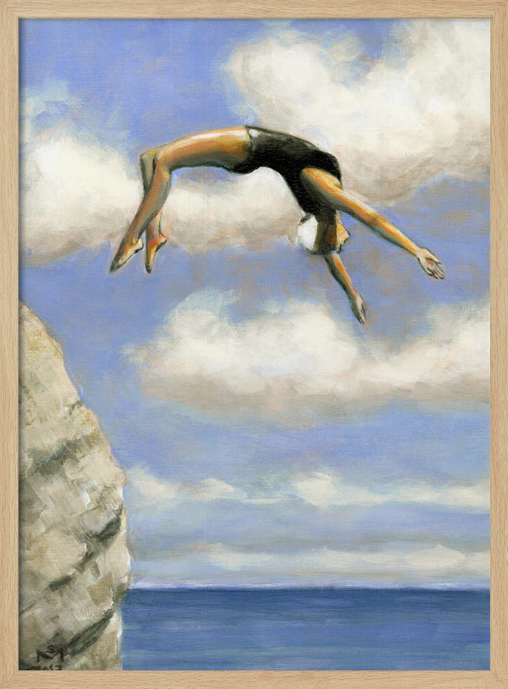 Diver and Rock - Stretched Canvas, Poster or Fine Art Print I Heart Wall Art