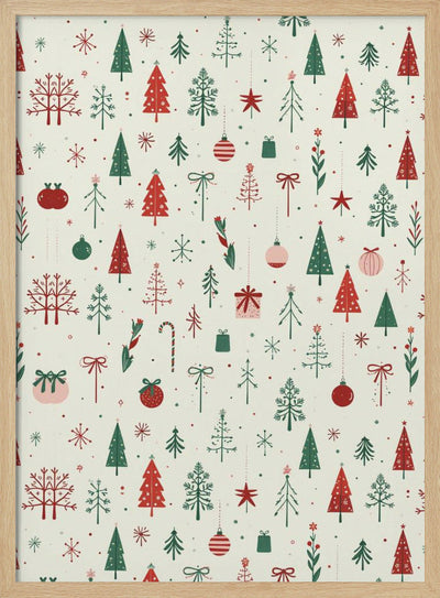 Scandinavian Holiday Forest - Stretched Canvas, Poster or Fine Art Print I Heart Wall Art