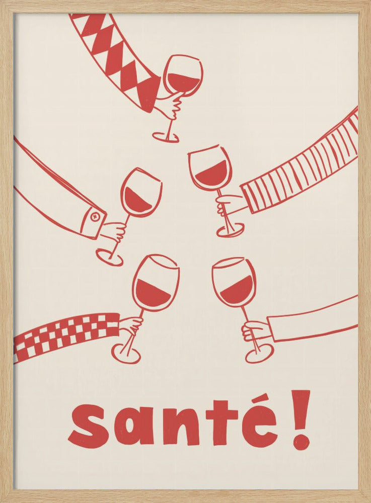 Santé! Wine Party with Friends - Stretched Canvas, Poster or Fine Art Print I Heart Wall Art